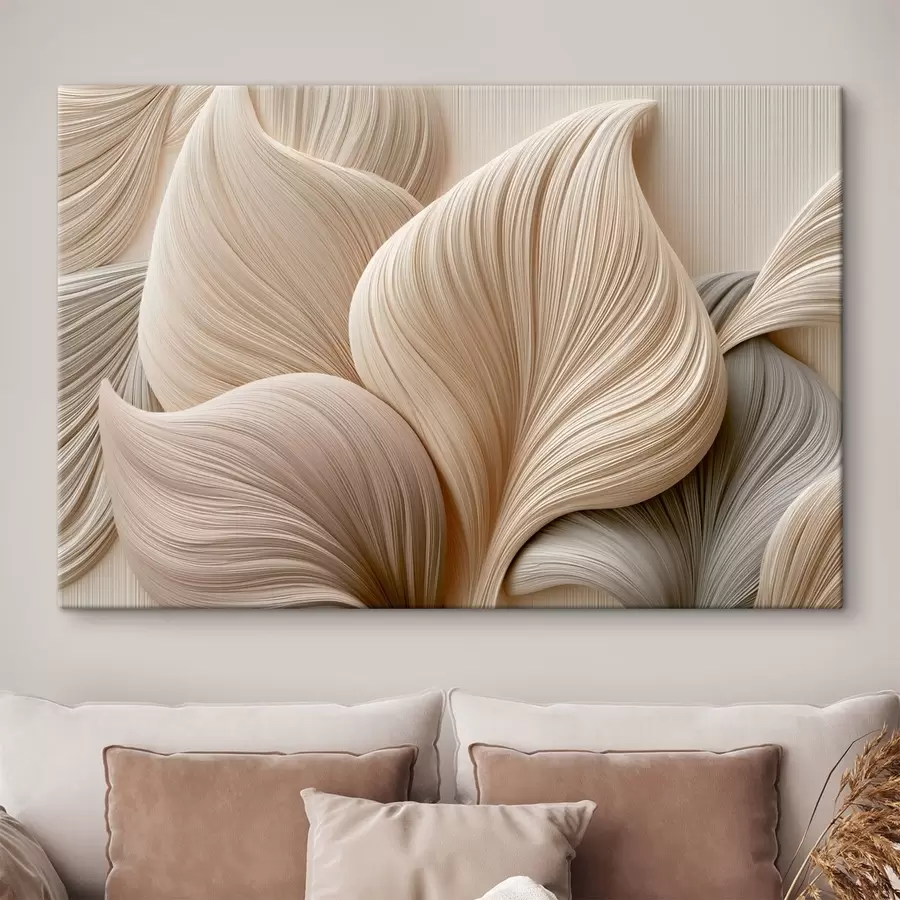 wall murals Leaves with Flowing Lines and a Relief Effect s49970