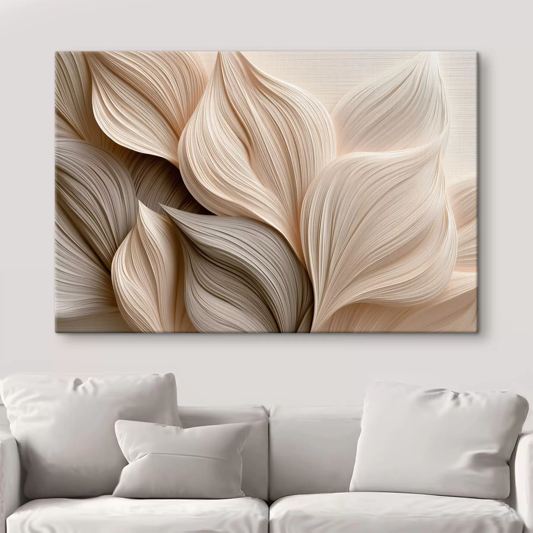 murales Resumen: Hojas en tonos claros con efecto de relieve s49975