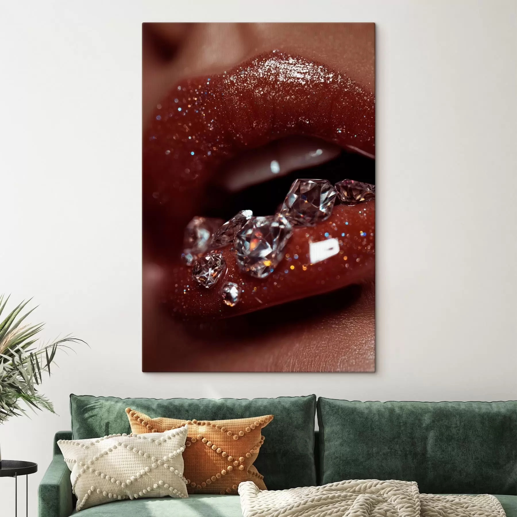 murales Primer plano de unos labios brillantes con cristales transparentes s49977