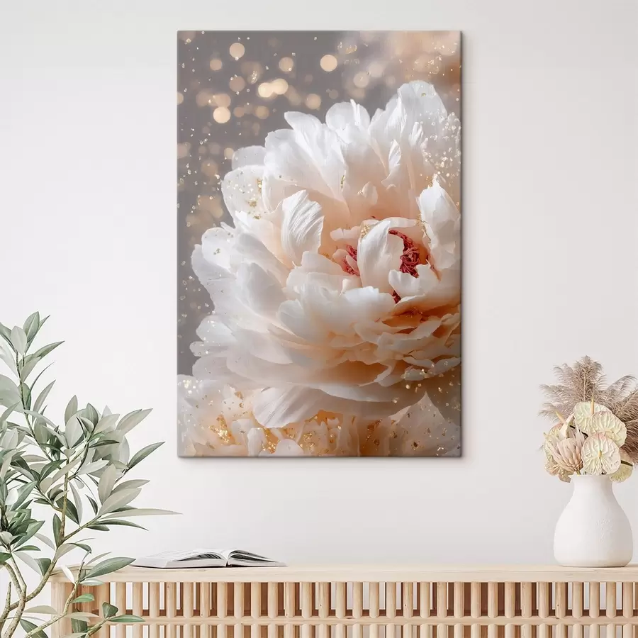 wall murals Lush White Flower with a Delicate Glow s49981