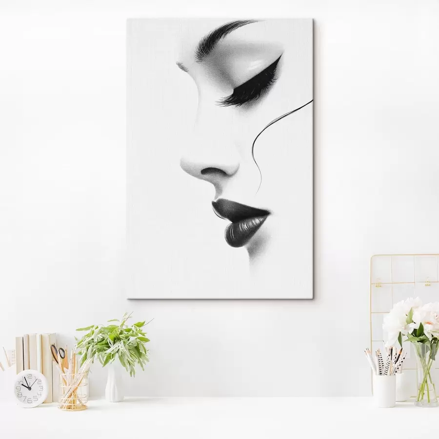 wall murals Minimalist Female Portrait in Black and White s49982