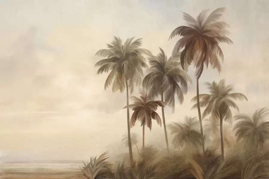 peintures murales Palmiers, paysage tropical, art texturé w09938
