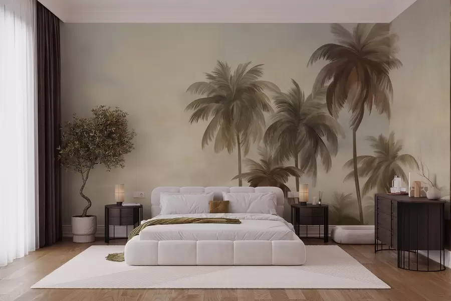 Wall Mural Photo Wallpaper Palm trees, tropical landscape, textured art w09938