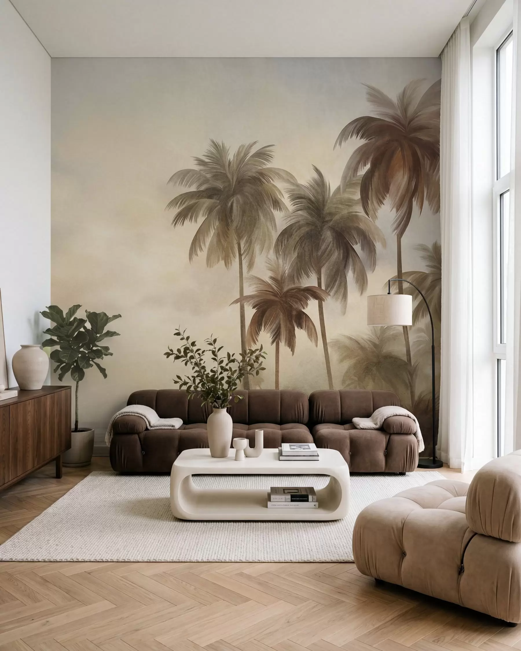 murales Palmera en sepia w09938