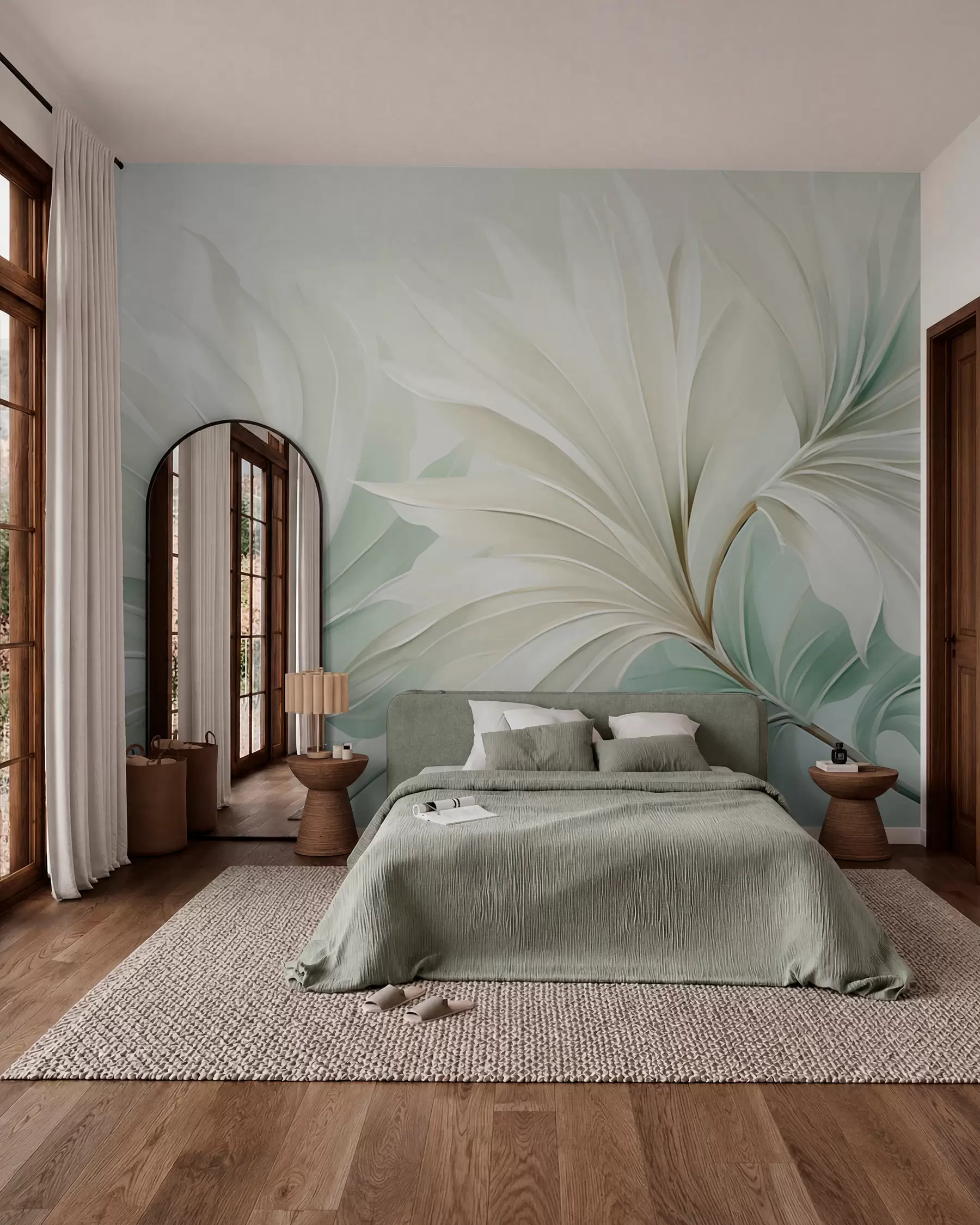 peintures murales Feuilles pointues tropicales w05792