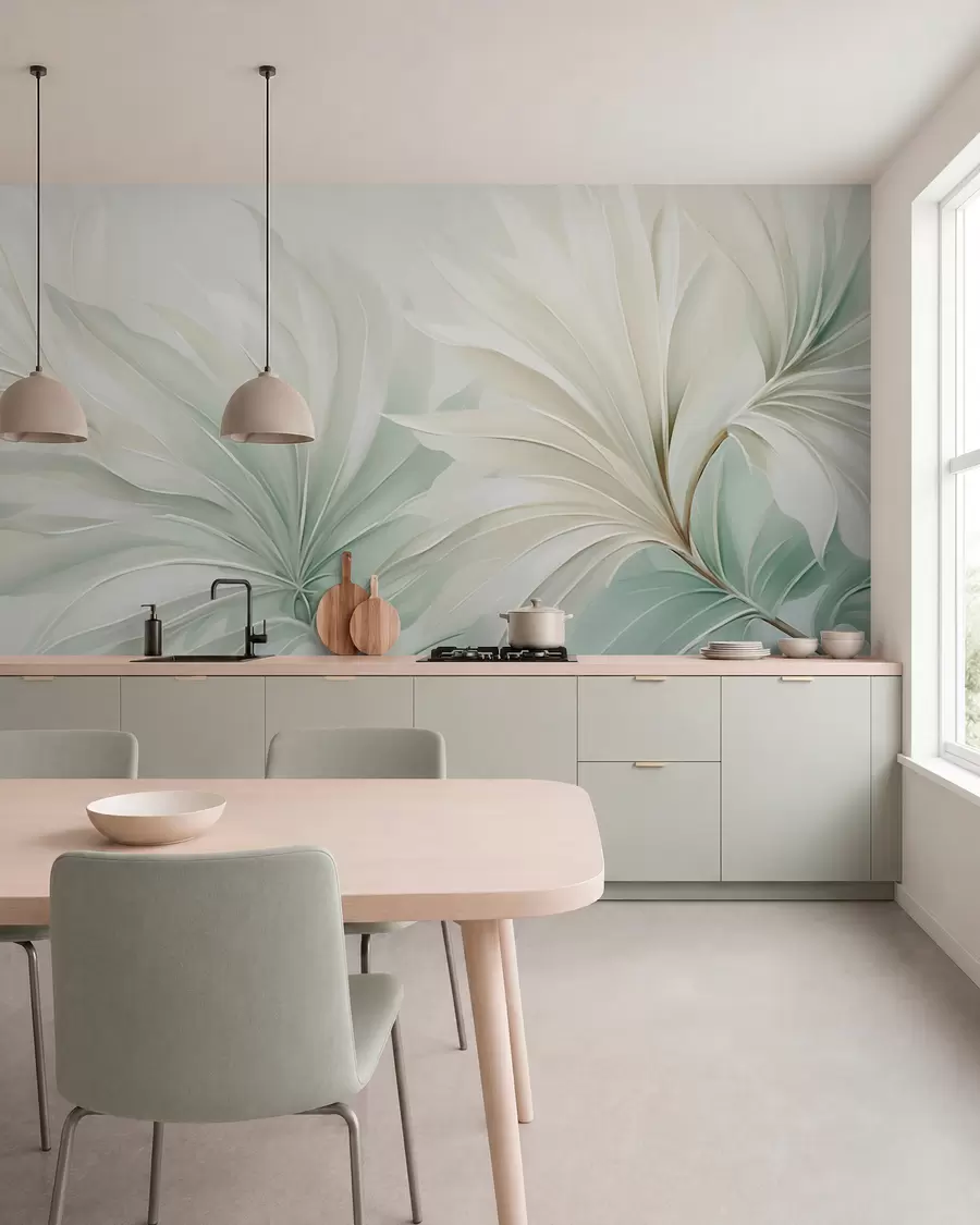 peintures murales Feuilles pointues tropicales w05792
