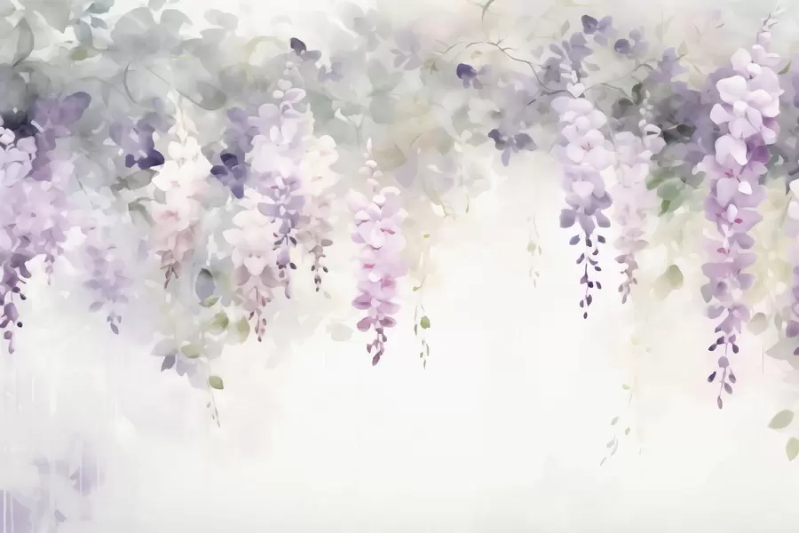 wall murals Drooping wisteria flowers w05795
