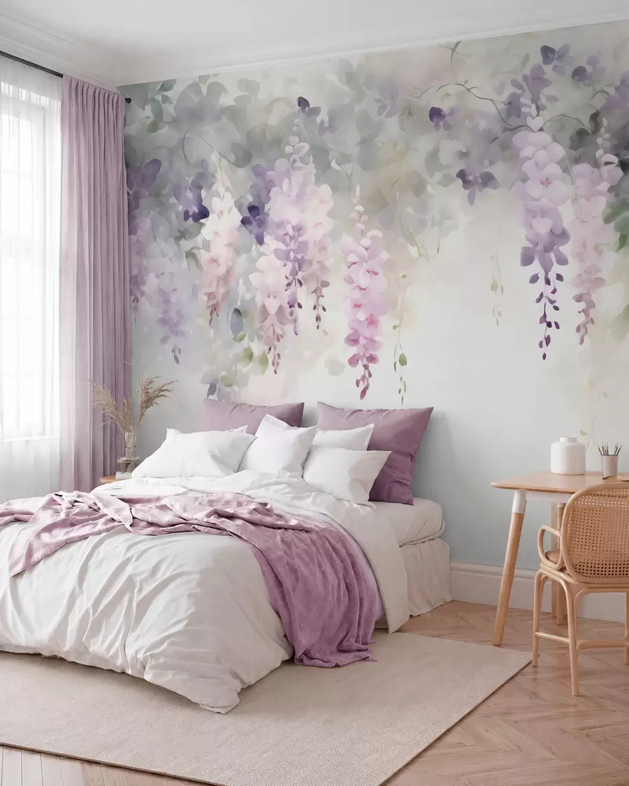 Wall Mural Photo Wallpaper Drooping wisteria flowers w05795