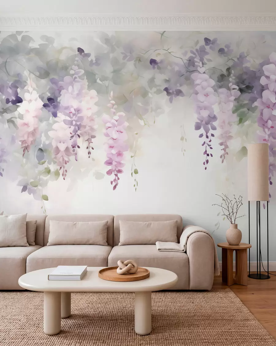 peintures murales Fleurs de glycine tombantes w05795
