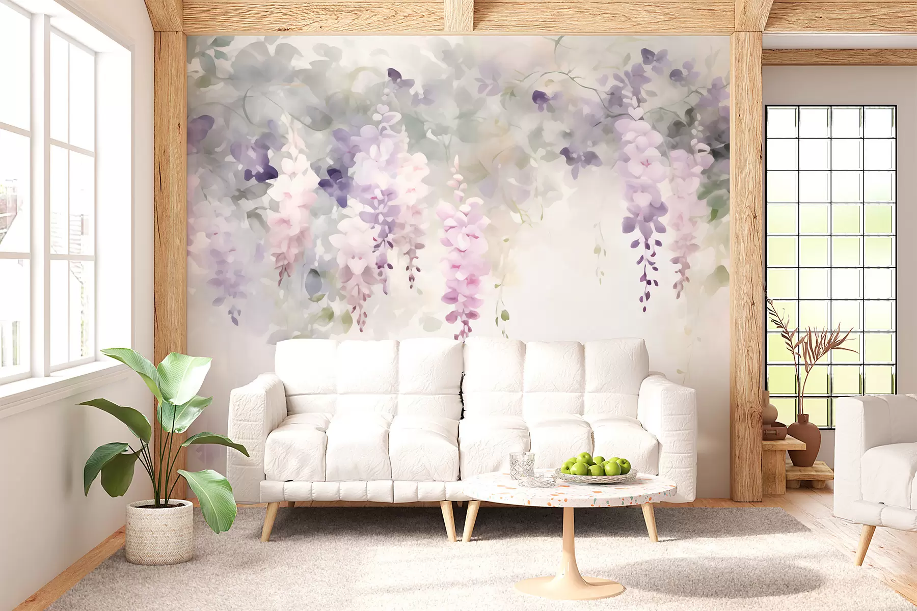 peintures murales Fleurs de glycine tombantes w05795