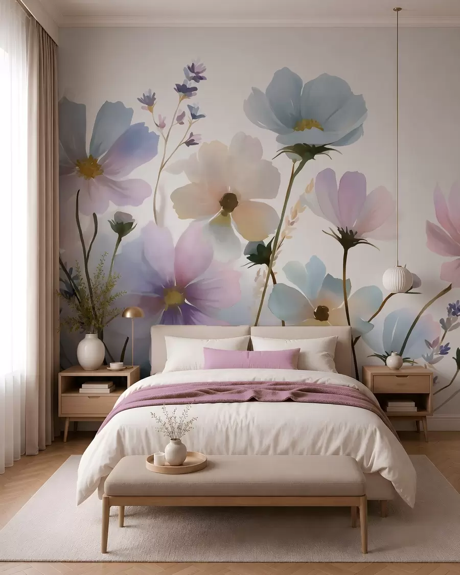 Wall Mural Photo Wallpaper Wildflowers in a watercolour style w05755