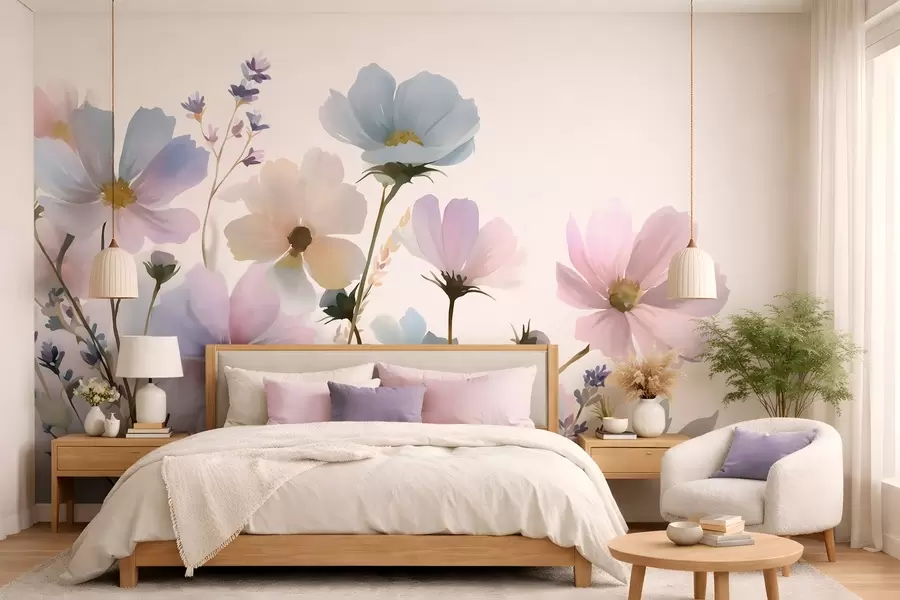 wall murals Wildflowers in a watercolour style w05755