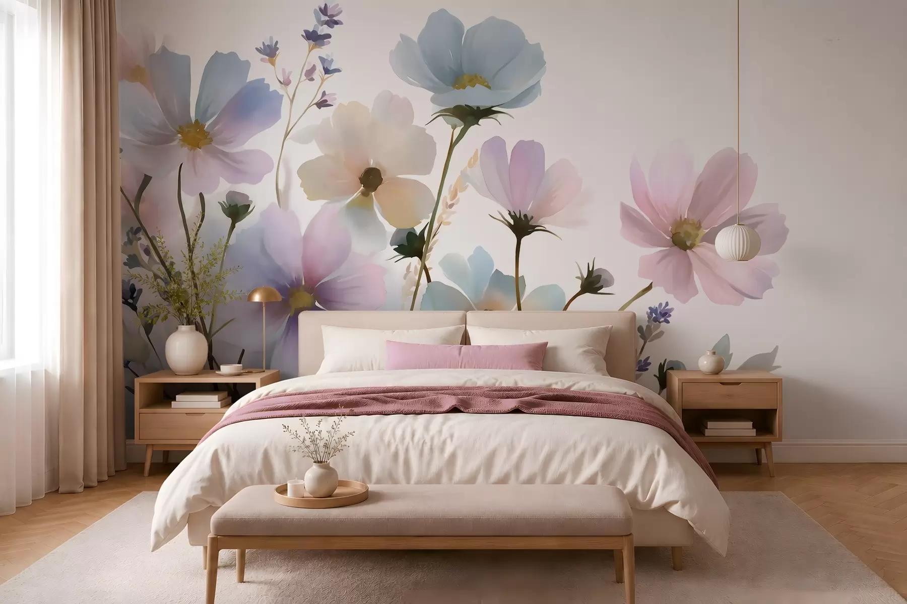 wall murals Wildflowers in a watercolour style w05755