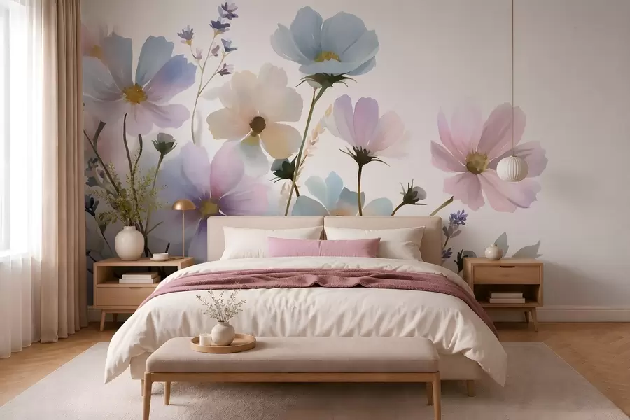 wall murals Wildflowers in a watercolour style w05755