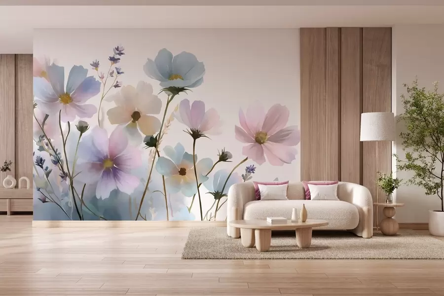 peintures murales Fleurs sauvages dans un style aquarelle w05755
