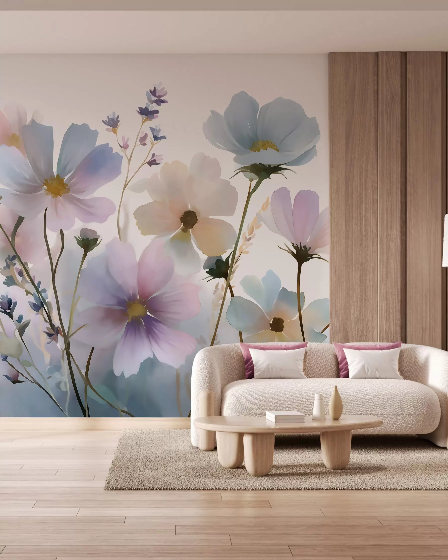 peintures murales Fleurs sauvages dans un style aquarelle w05755