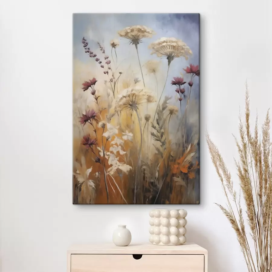 wall murals Wildflowers and grasses, imitation of painting s50144