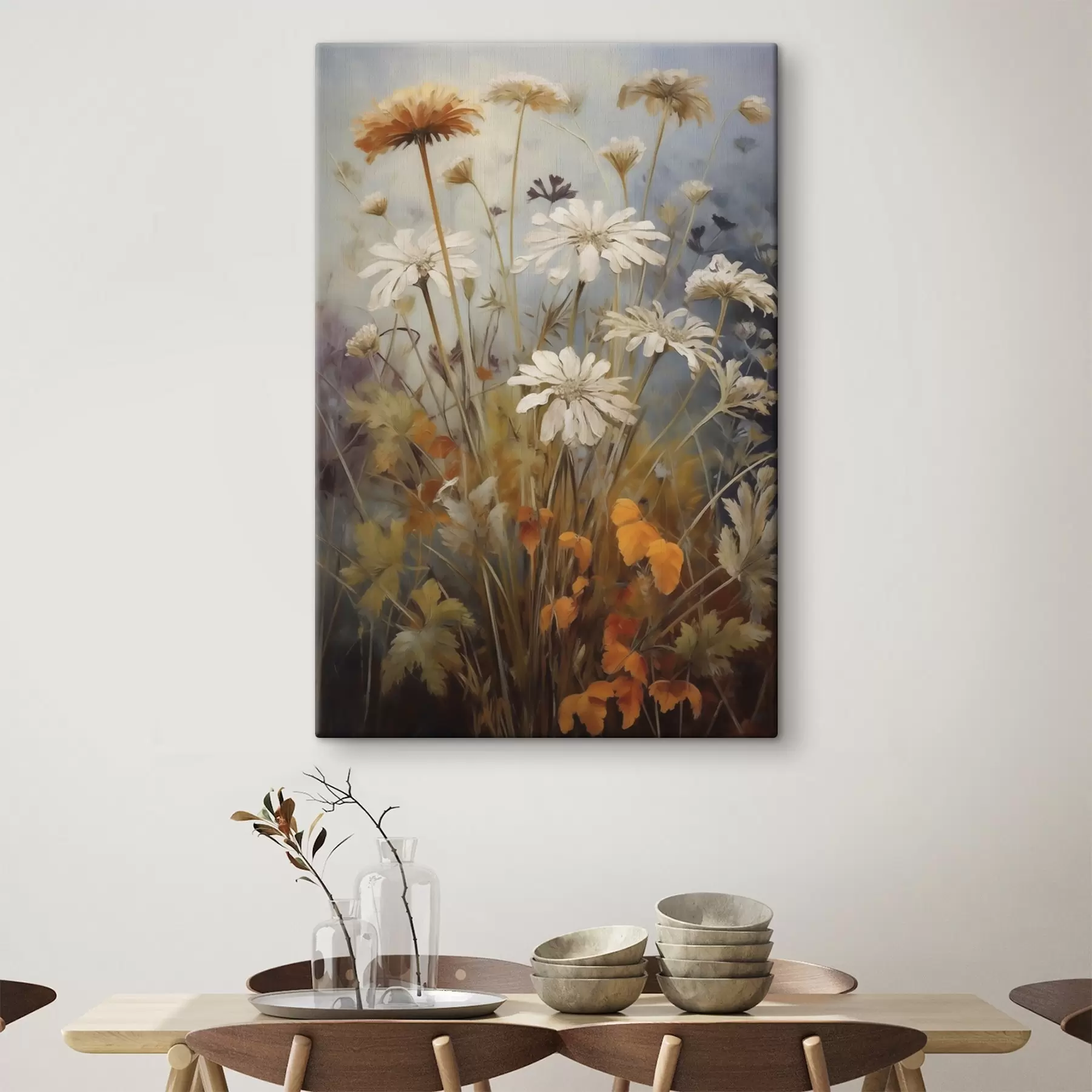 wall murals Wildflowers and grasses, imitation of painting s50145