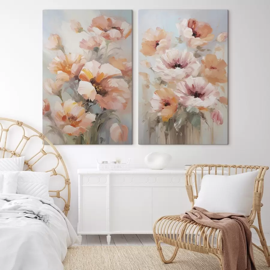 Wall Mural Photo Wallpaper Delicate flowers, imitation of painting m30806