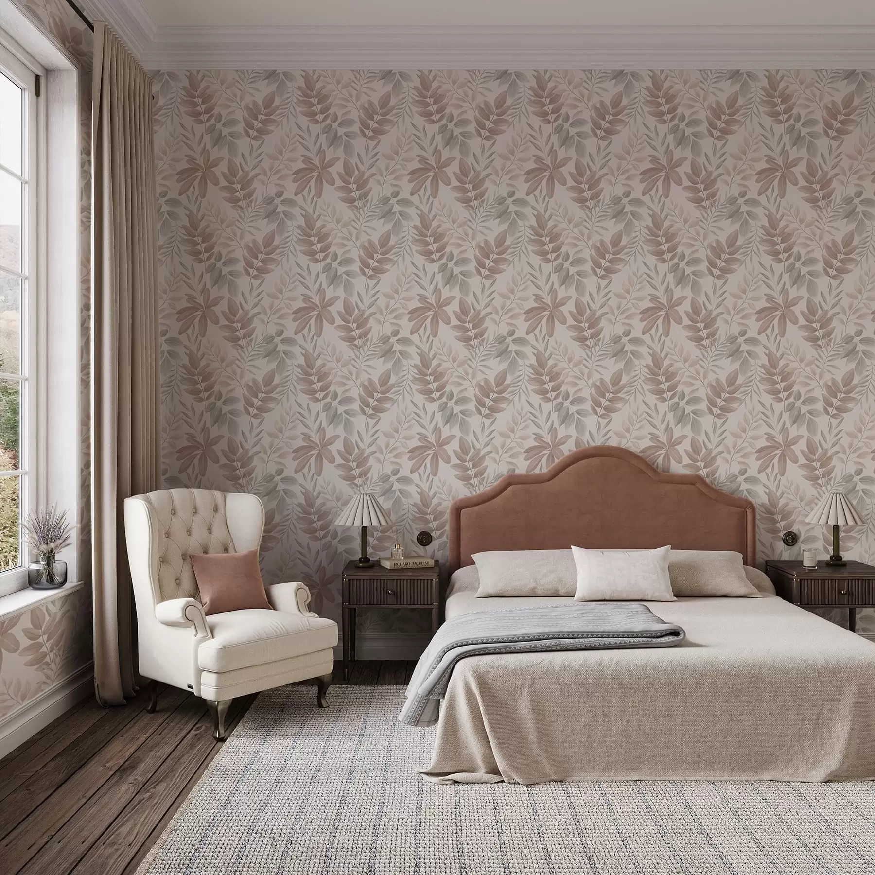 Wall Mural Photo Wallpaper Soft foliage in pastel natural tones a01232