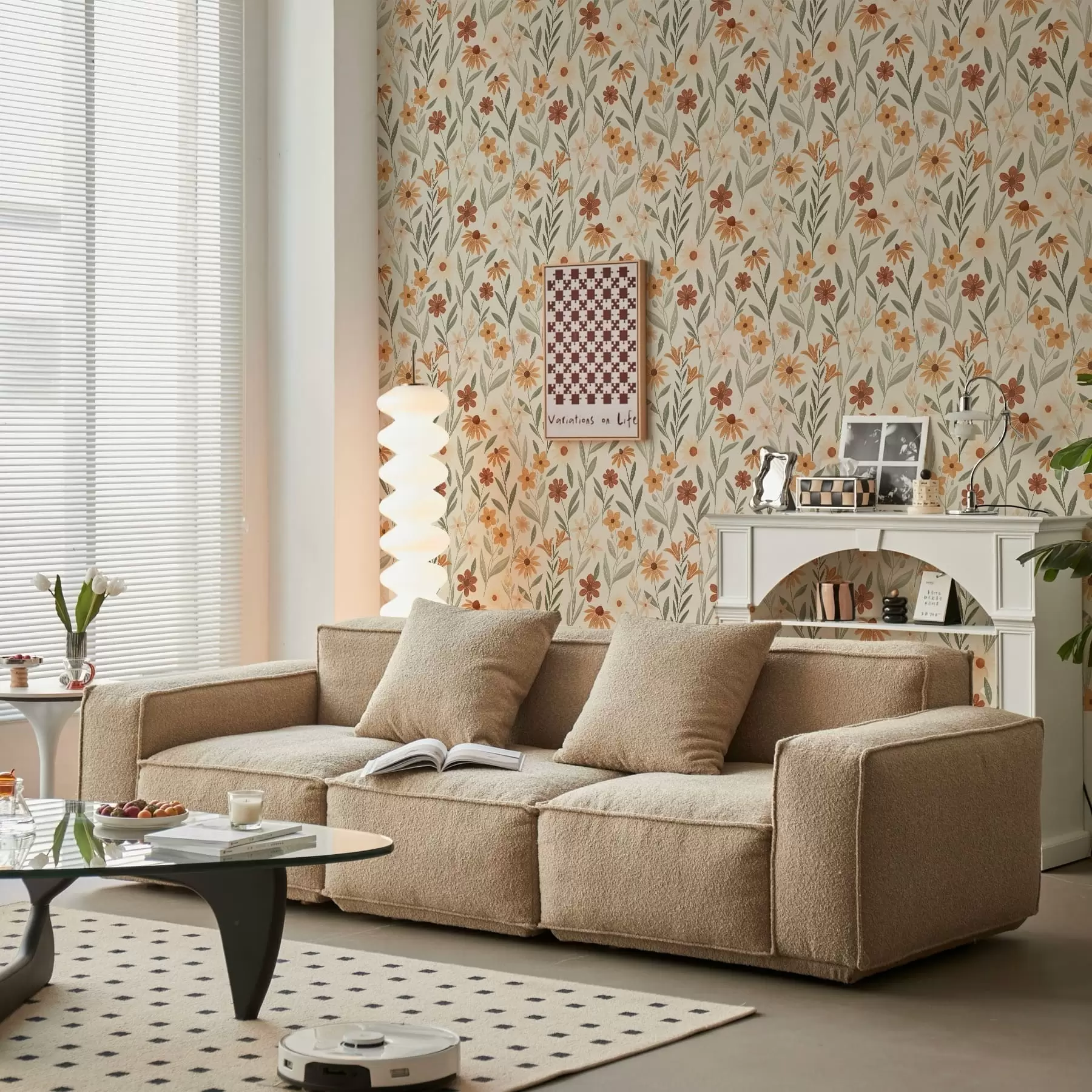 peintures murales Fleurs sauvages aux teintes orangées chaudes a01237