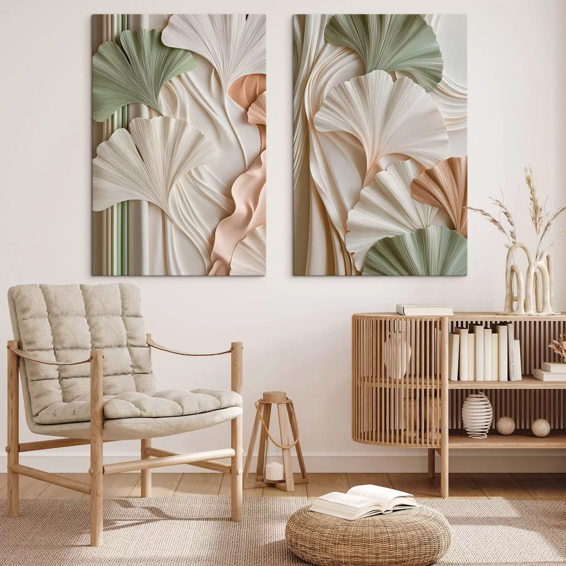 murales Hojas de ginkgo en estilo abstracto m30714
