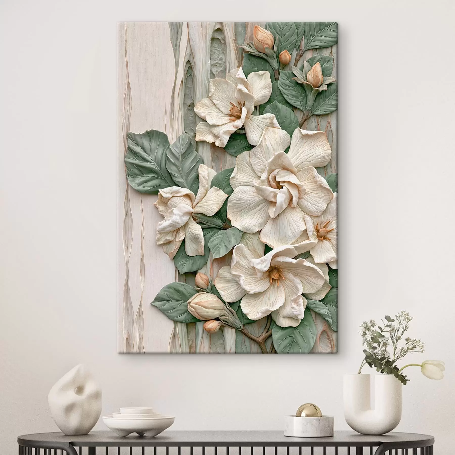 murales Flores abstractas con hojas s50079
