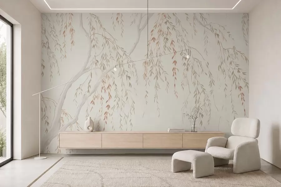 peintures murales Des branches légères et retombantes, aux feuilles délicates w05812v4