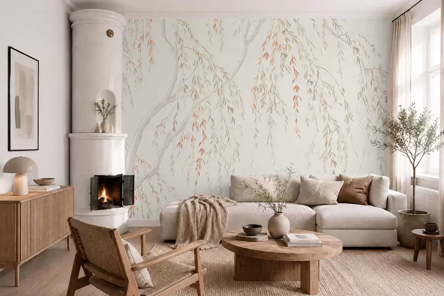 peintures murales Des branches légères et retombantes, aux feuilles délicates w05812v4