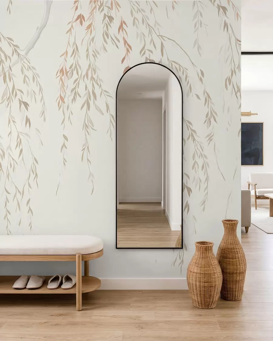 Wall Mural Photo Wallpaper Light hanging branches with delicate leaves w05812v4