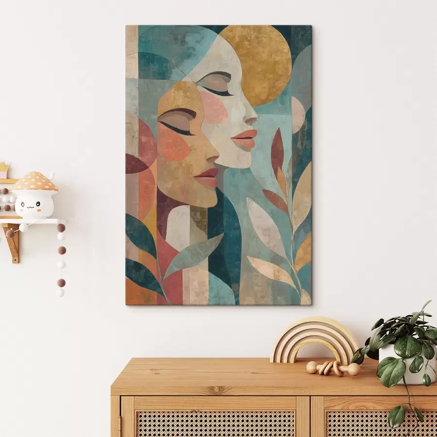 wall murals An abstract ethnic portrait of two women s49941
