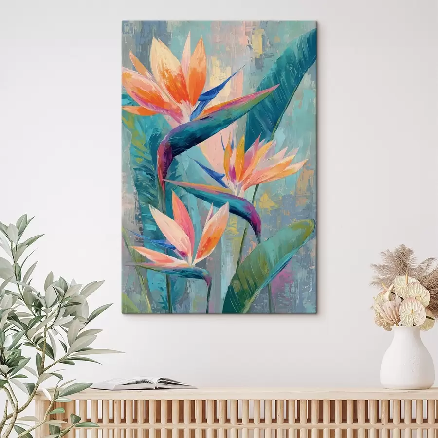 wall murals A vibrant strelitzia in a painterly style s50150