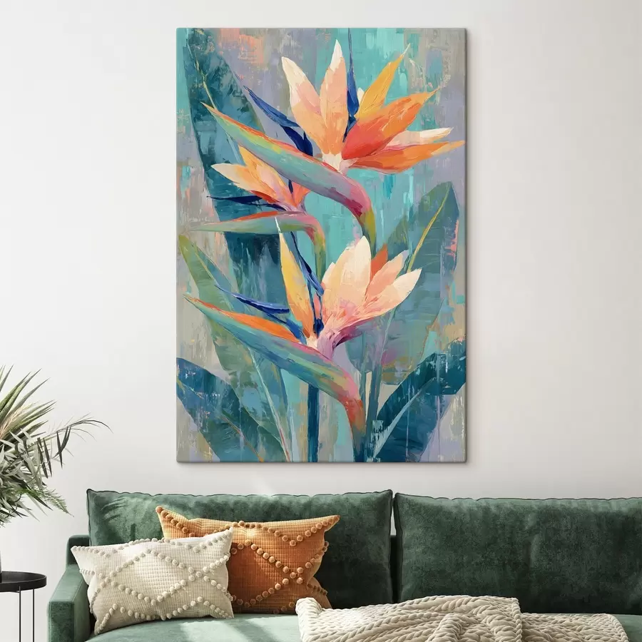 wall murals A vibrant strelitzia in a painterly style s50151