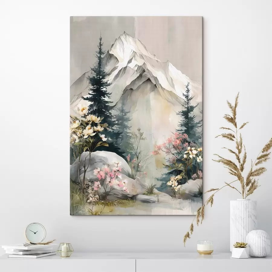 wall murals Christmas trees at the foot of the mountains s50152