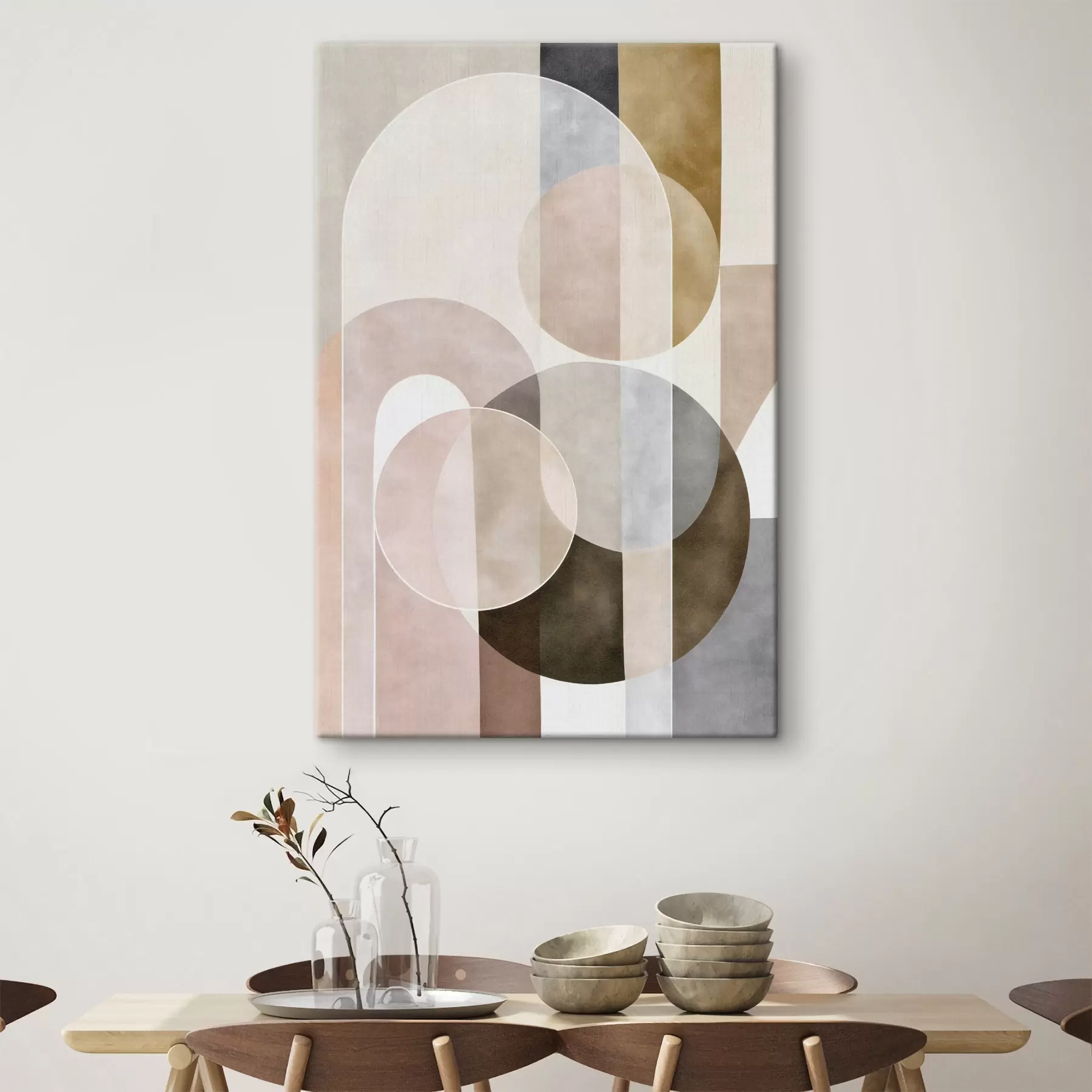 wall murals An abstract design featuring arches and circles s50157