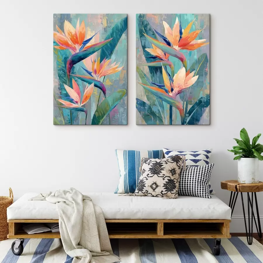 Wall Mural Photo Wallpaper A vibrant strelitzia in a painterly style m30814