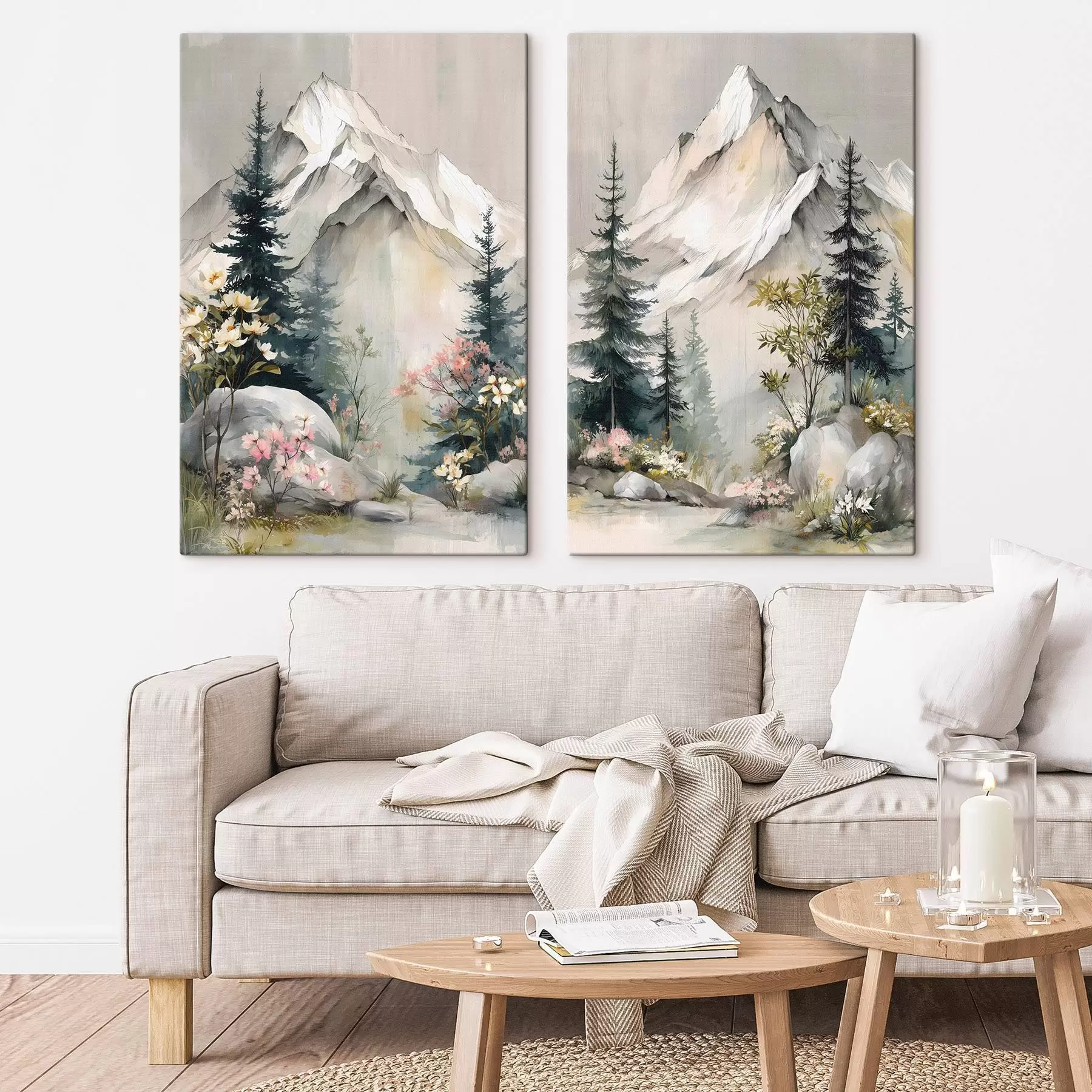 wall murals Christmas trees at the foot of the mountains m30815