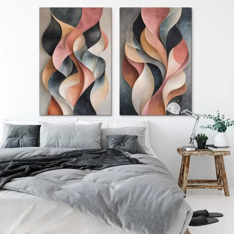 Wall Mural Photo Wallpaper Abstract waves in shades of black and terracotta m30816