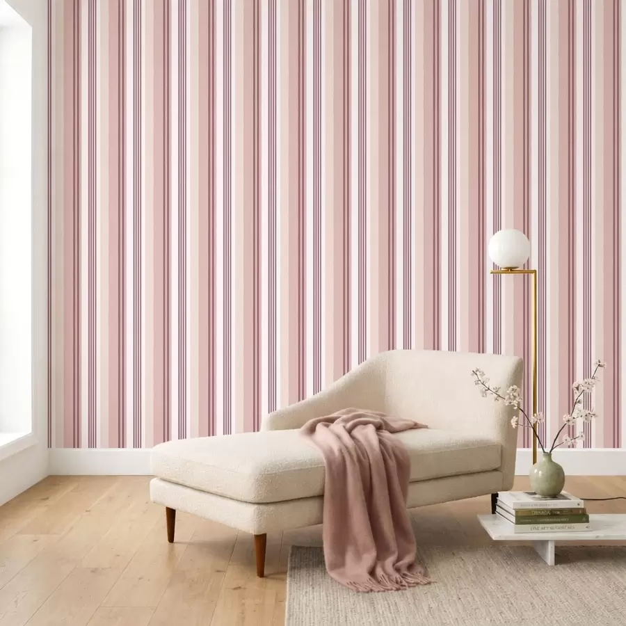peintures murales Rayures roses et bordeaux sur fond clair a01248v3