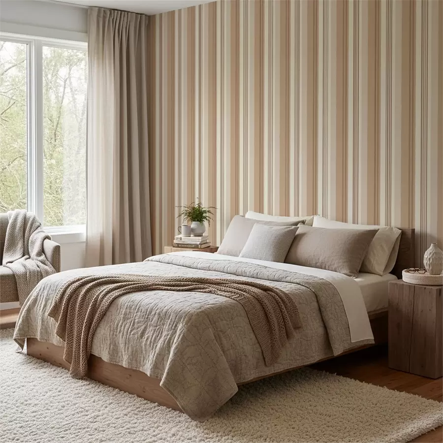 peintures murales Rayures dans des tons chauds de beige et de marron a01248v4