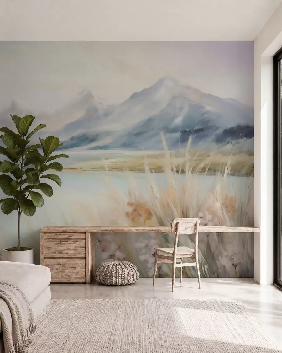 peintures murales Lac et montagnes w05824
