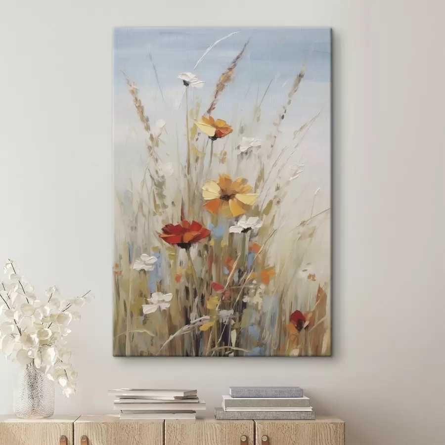 wall murals Wildflowers and herbs, imitation of painting s50183