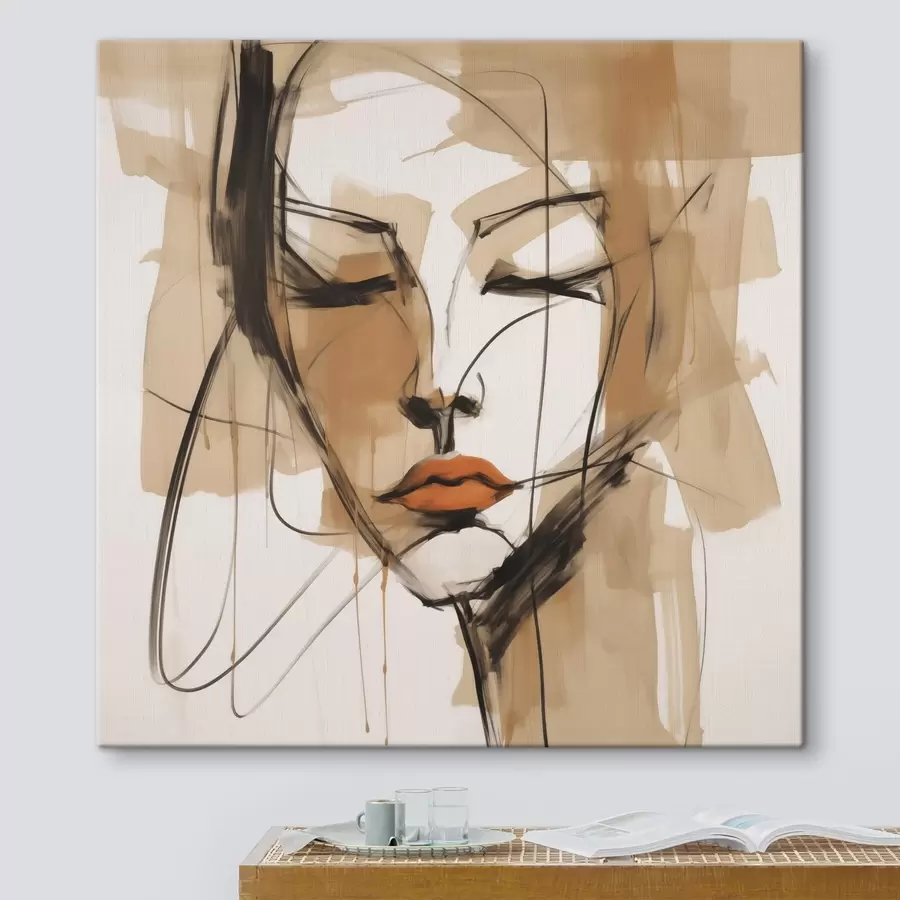 murales Retrato femenino abstracto, imitación de una pintura s50185