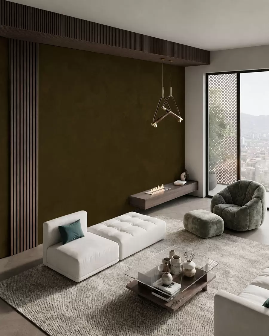 wall murals Dark olive tone with soft texture and natural tonal transitions w05814v3