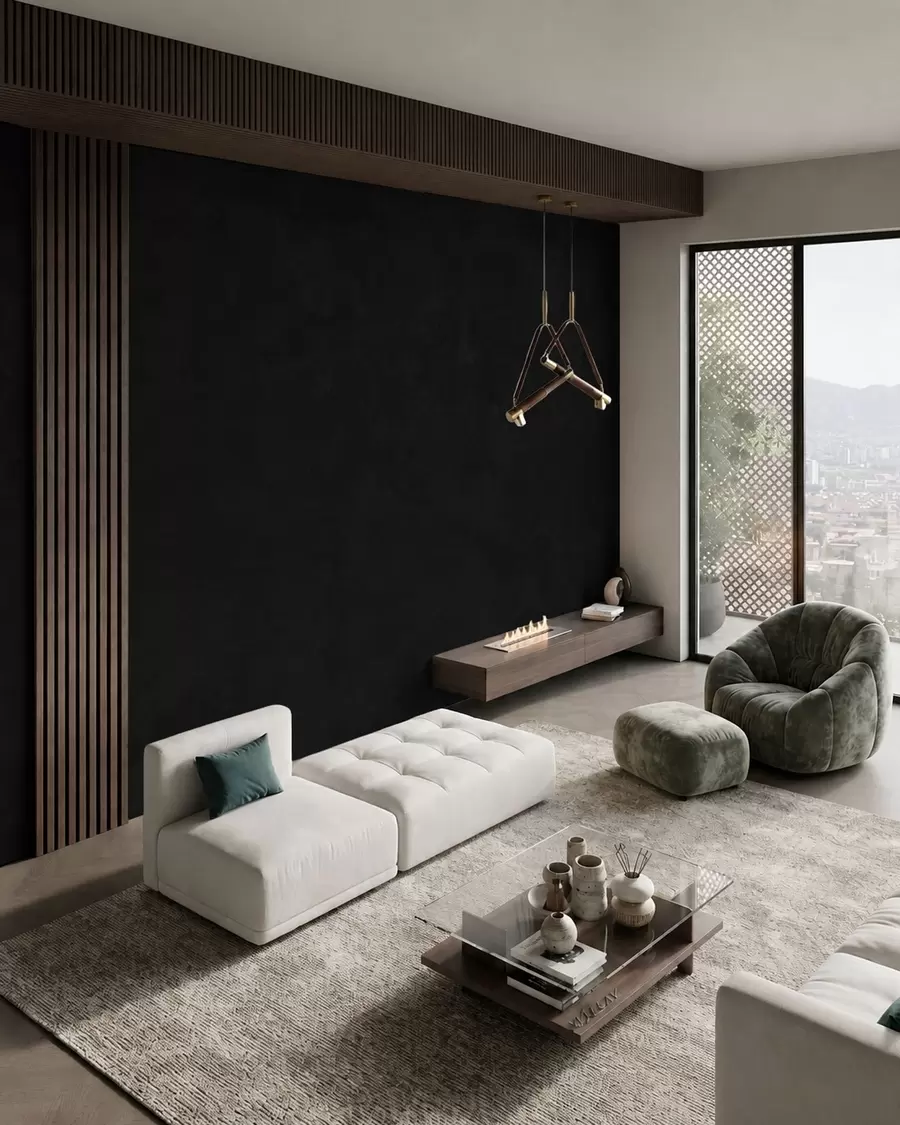 wall murals Deep charcoal tone with soft texture and subtle smoky transitions w05814v4
