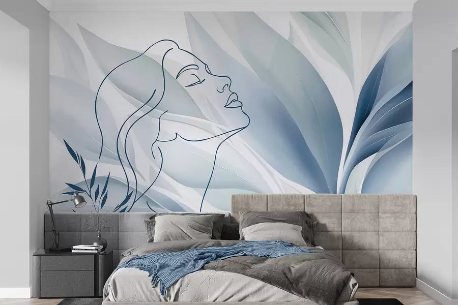 Wall Mural Photo Wallpaper Silhouette of a face on an abstract background w05787