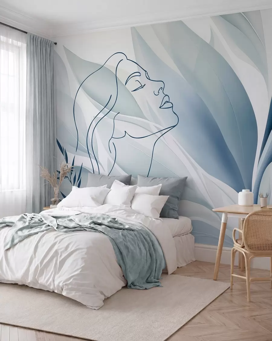 wall murals Silhouette of a face on an abstract background w05787