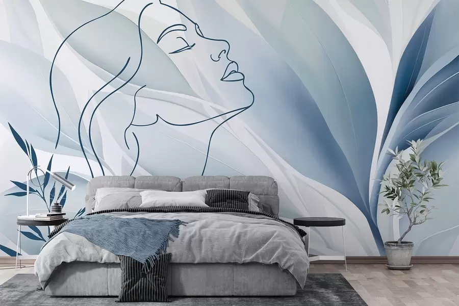 peintures murales Silhouette d'un visage sur un fond abstrait w05787