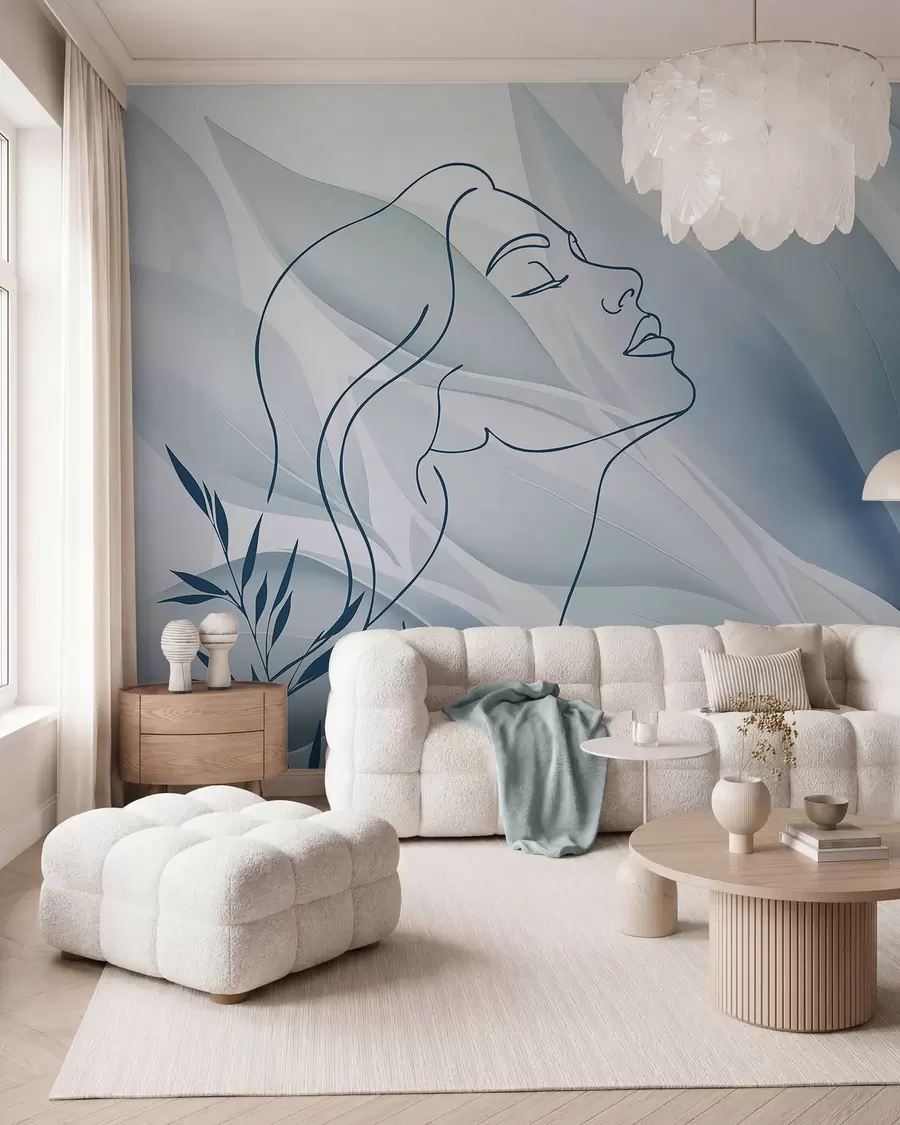 Wall Mural Photo Wallpaper Silhouette of a face on an abstract background w05787