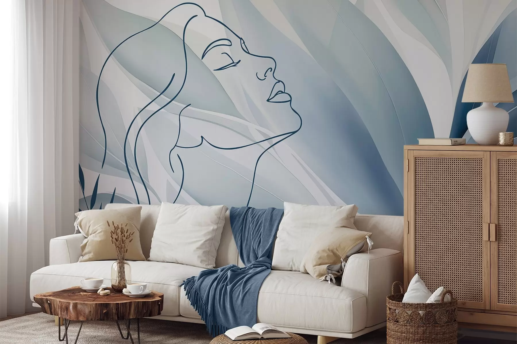 peintures murales Silhouette d'un visage sur un fond abstrait w05787